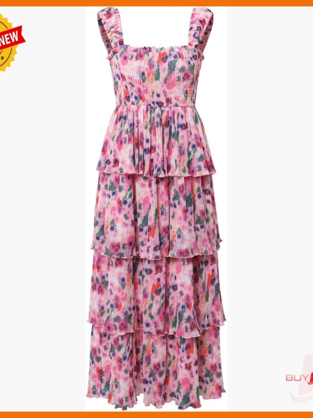 Chiffon Halter Dress with Floral Print, Ruffle Pleated Design, Beach Vacation